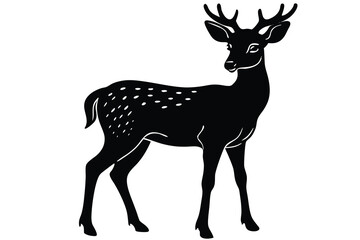 Natural wildlife a cute Deer silhouette vector and icon illustration design with no background.