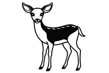 Natural wildlife a cute Deer silhouette vector and icon illustration design with no background.