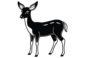 Natural wildlife a cute Deer silhouette vector and icon illustration design with no background.