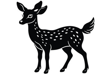 Natural wildlife a cute Deer silhouette vector and icon illustration design with no background.