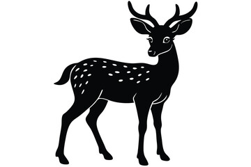 Natural wildlife a cute Deer silhouette vector and icon illustration design with no background.