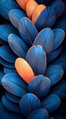 Close-Up of Blue and Orange Leaves in a Vertical Pattern

