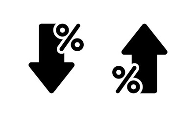 Percent arrow down and up icon. Percentage decline and growth sign symbol