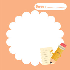 Cute kawaii hand drawn memo pad, notepad, paper, template illustration . Suitable for for to do list, check list, memo, sticky note, planner, write, diary, book,stationary, notepad for task planning a
