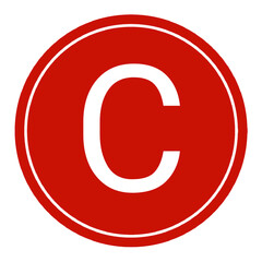 Letter C symbol element with red circle transparent background png, logo C red design © DLC