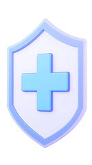 Fototapeta premium 3D Illustration Of A Blue Shield With A Cross For Health Protection