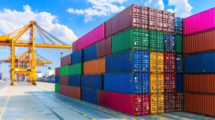 Fototapeta premium Colorful Shipping Containers Stack