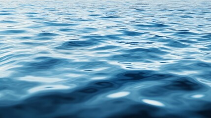 Reflective water surface with subtle waves in azure blue. Water background