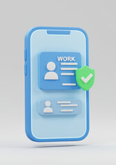 3D Smartphone Icon with User Profile and Verification Checkmark