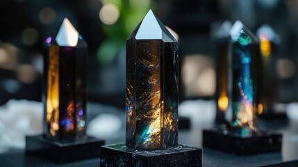Naklejka premium Dark,faceted crystal points