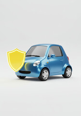 3D Car Insurance Icon with Protective Shield