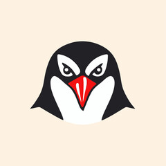 Angry Penguin Portrait Illustration.
