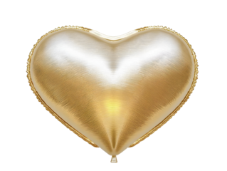 3D Illustration Of Gold Heart Balloon Isolated On Transparent Background