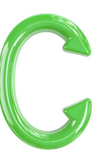 3D Render Illustration Of Green Glossy Arrow Circle On Transparent Background