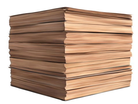 3D Illustration Of Stacked Wooden Book Block With Transparent Background