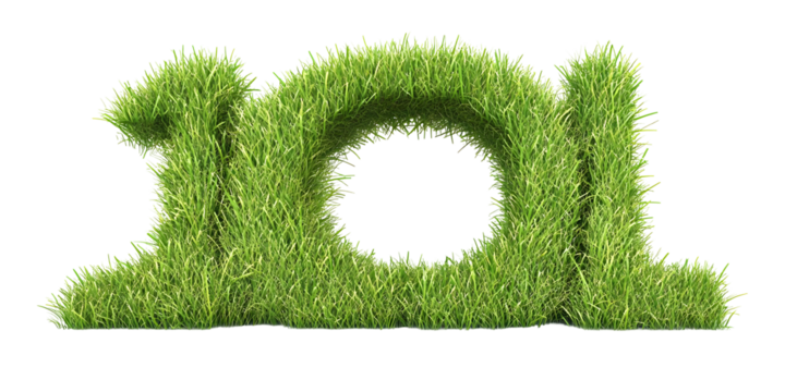 3D Render of Green Grass Number 101 on Transparent Isolated Background - Powered by Adobe