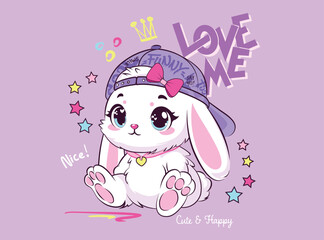CUTE BUNNY SURROUNDED BY STARS
