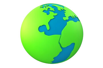 Fototapeta premium 3D Render of Green And Blue Earth Globe Isolated on Transparent Background