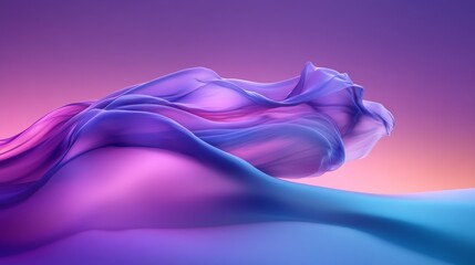 Obraz premium Abstract gradient background with curved horizon line, soft blend of violet purple and turquoise blue tones, iridescent color shift effect, premium product display lighting, ultra smooth texture,