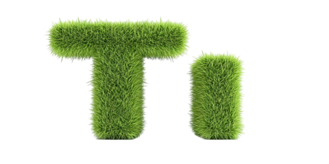 3D Render Of Green Leaf Letters T And I Isolated On Transparent Background