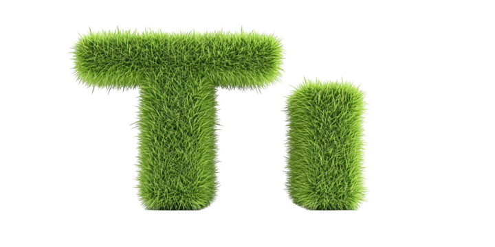 3D Render Of Green Leaf Letters T And I Isolated On Transparent Background