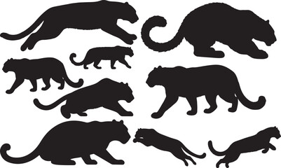 Amur Leopard Silhouette – Minimal Vector Illustration on White Background