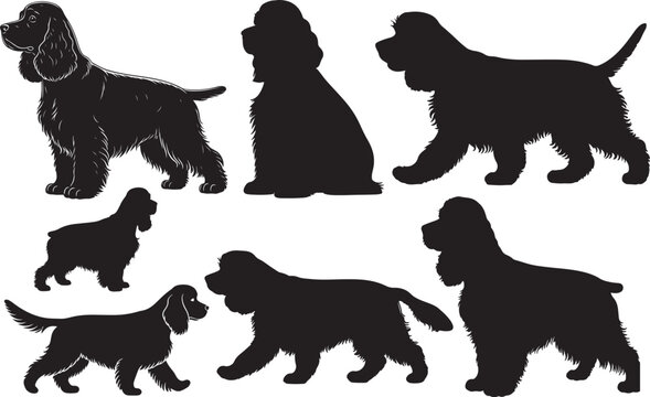 American Cocker Spaniel Silhouette &ndash; Minimal Vector Illustration on White Background