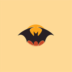 Bat Silhouette Sunset Icon.