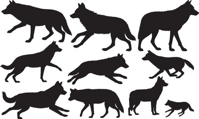Indian Wolf Silhouettes
