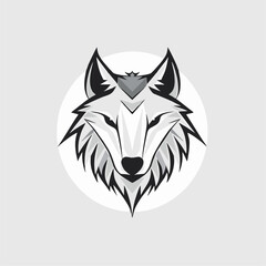Wolf head with grayscale, and geometric art.