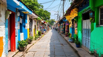 Obraz premium Colorful Alleyway in Town