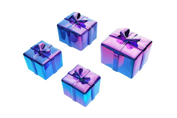 Obraz premium Abstract 3D Presents Isolated on Transparent Background with Neon Color