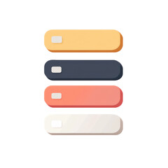 Obraz premium A set of four colorful toggle switches displaying various hues, featuring a button for activation or adjustment.