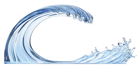 Abstract Illustration of a Transparent Blue Water Wave Isolated on Black Background