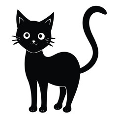 Halloween black cat isolated on white background