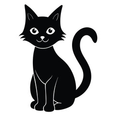Halloween black cat isolated on white background