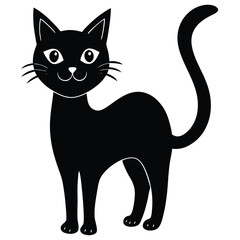 Fototapeta premium Halloween black cat isolated on white background
