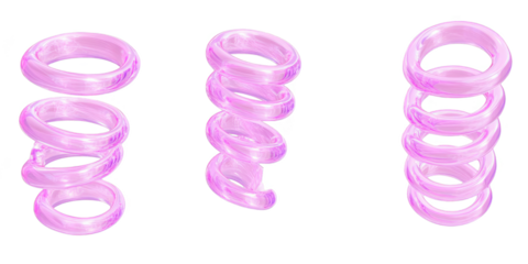 Abstract 3D Illustration Of Glowing Pink Rings On Transparent Isolated Background