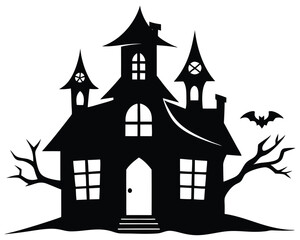Haunted house isolated on white background
