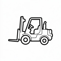 Fototapeta premium Side view cartoon forklift outline for printable vehicle coloring sheets or warehouse machinery illustrations 