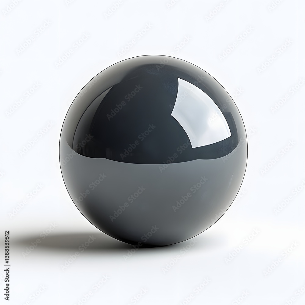 Poster a single, dark gray sphere with a highly reflective surface is isolated on a white background. the s