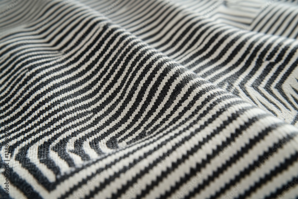Poster Elegant pattern of fine parallel lines creating a subtle three-dimensional optical illusion with soft monochrome shades