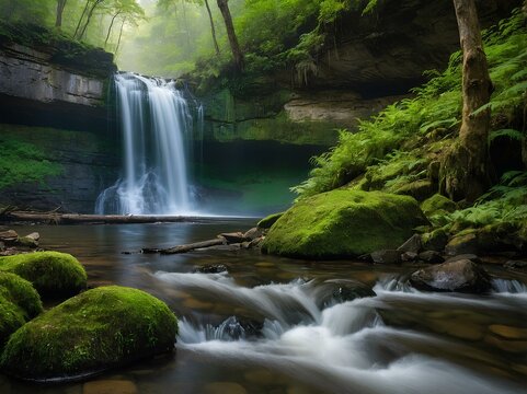 Step Into the Tranquil Charm of Chadwick Falls, a Secluded Gem in the U.S. Midwest Where Forested Paths Lead to a Peaceful Cascade Nestled Among Rugged Rocks and Whispering Woods