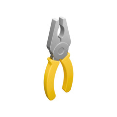 Oblique 3D Pliers with Yellow Handle