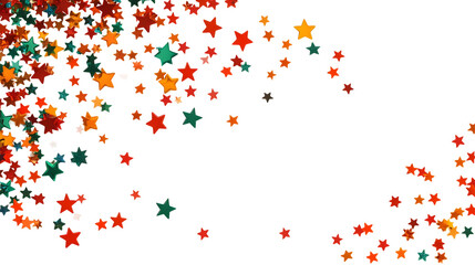 Abstract Illustration Of Scattered Colorful Stars On Black Transparent Background