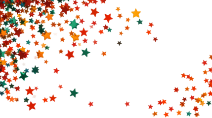 Abstract Illustration Of Scattered Colorful Stars On Black Transparent Background