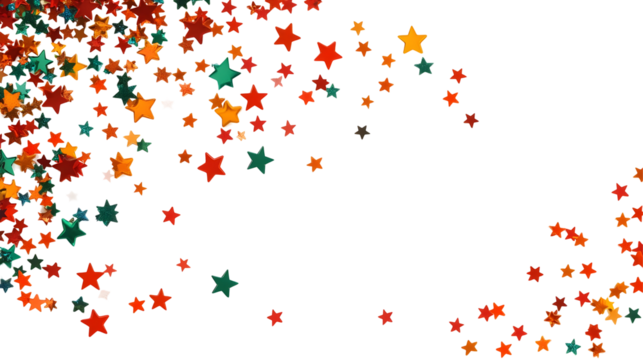 Abstract Illustration Of Scattered Colorful Stars On Black Transparent Background
