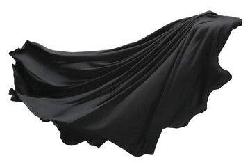 Naklejka premium Black Cape Illustration On Isolated Background Flowing Fabric Texture