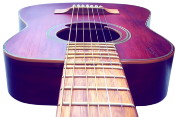 Detailed Illustration Of An Acoustic Guitar With Brown Wood And Strings Isolated