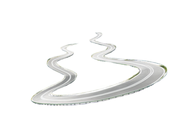 Abstract Illustration of Winding Road on Transparent Background Isolated on Black